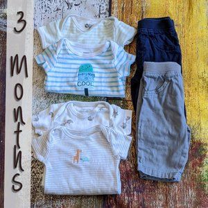 Mixed Brand Lot Blue & Gray Onesies & Pants